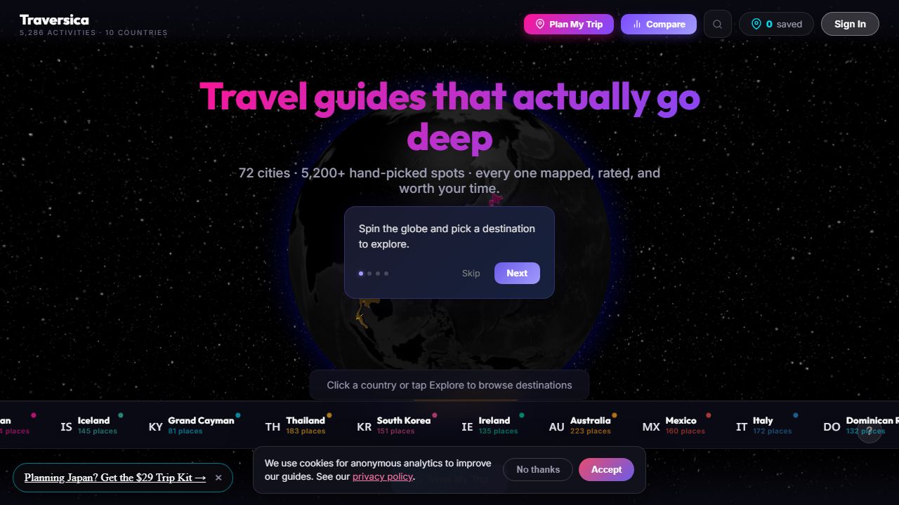 Traversica web app